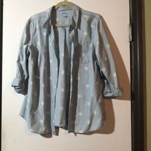 Light denim star button up